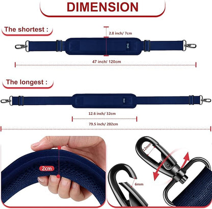 ZINZ 79.5" Universal Strap with Ultra-Thick Fixed Breathable Pad - Adjustable Heavy-Duty Shoulder Strap for Laptop, Crossbody, Luggage, Gym, Camera Bag and More - D01B01