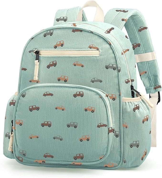 Corduroy Toddler Backpack for Boys 2-5, Cute Kids Backpacks Boys - Preschool Kindergarten Backpack 13.7" H Fit Folder