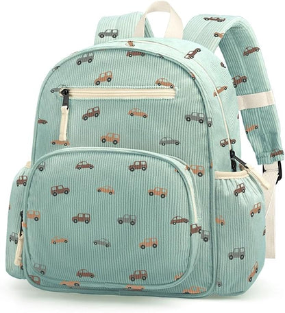 Corduroy Toddler Backpack for Boys 2-5, Cute Kids Backpacks Boys - Preschool Kindergarten Backpack 13.7" H Fit Folder