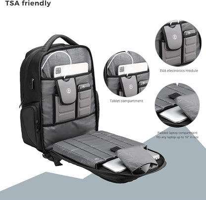 Swissdigital Design Men's Laptop Backpack for College and Business Travel with Integrated USB Charging Port and RFID Protection Fits Laptops up to 15.6 Inch, Black | SD1695-01
