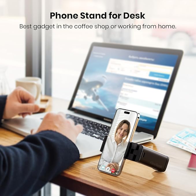 Klearlook Universal Airplane Phone Holder, in Flight Travel Essentials Phone Holder Mount with Multi-Directional 360° Rotation, Travel Must Haves Handsfree Phone Stand for Flying, Home, Office