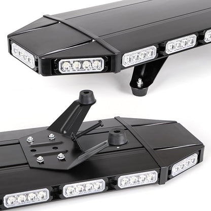 48" Extreme Bright Intensity Construction Detachable Emergency Warning Strobe Light Bar Waterproof Rooftop Low Profile Law Enforcement Hazard Flashing for Tow Truck Vehicle (Amber/White/Amber)