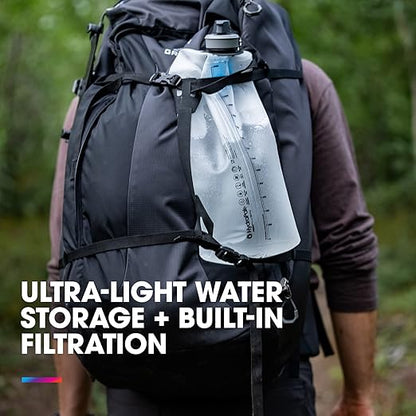HydraPak Seeker+ - Collapsible Water Filtration & Storage (3L) - BPA & PVC Free, Hydration Reservoir Bag, Leak Proof, Lightweight