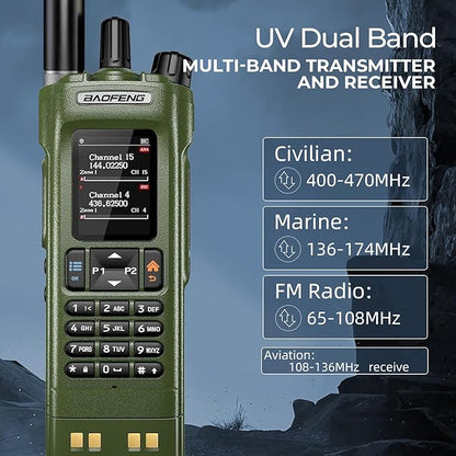 BAOFENG DM32 DM-32UV DMR Radio | Walkie Talkies Long Range | Digital Two-Way Radio | 10W High Power Ham Radio with GPS Positioning | Programming &Type-C Charging | 1PC (2500mAh Battery)(Army Green)