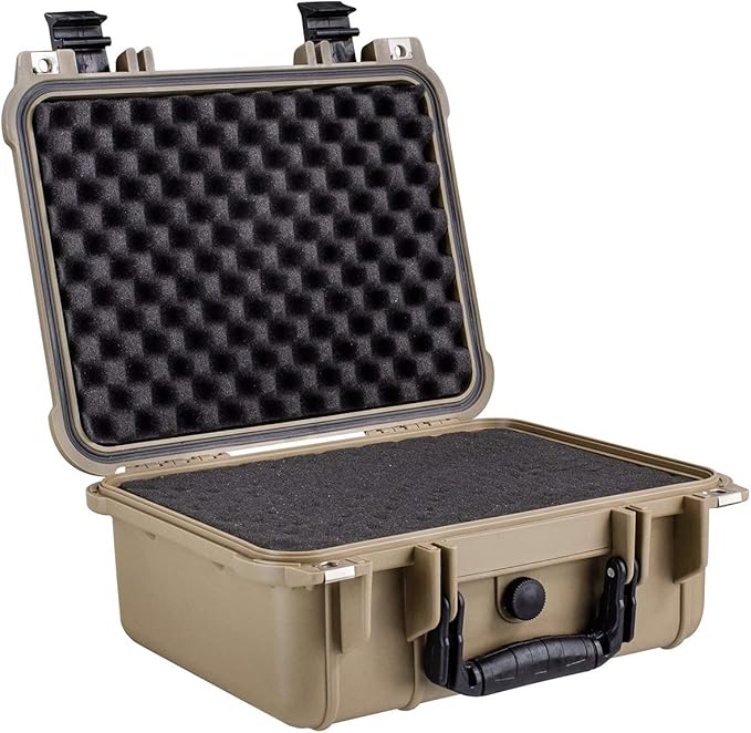 Eylar Protective Camera Hard Case Water & Shock Proof with Foam 13.37 inch 11.62 inch 6 inch Tan (Tan)