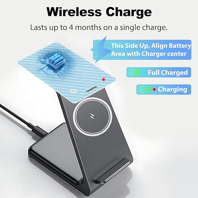 [Apple MFi Certified] Wallet Tracker Card with Apple Find My (iOS Only) Rechargeable Air Tracker Tags Bluetooth Wallet Finder IP68 Waterproof GPS Tracker Item Finder for Keys, Bags, Passport Blue