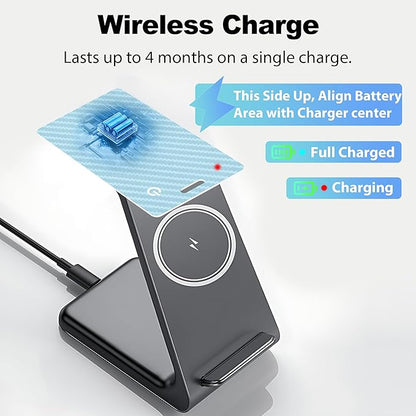 [Apple MFi Certified] Wallet Tracker Card with Apple Find My (iOS Only) Rechargeable Air Tracker Tags Bluetooth Wallet Finder IP68 Waterproof GPS Tracker Item Finder for Keys, Bags, Passport Blue