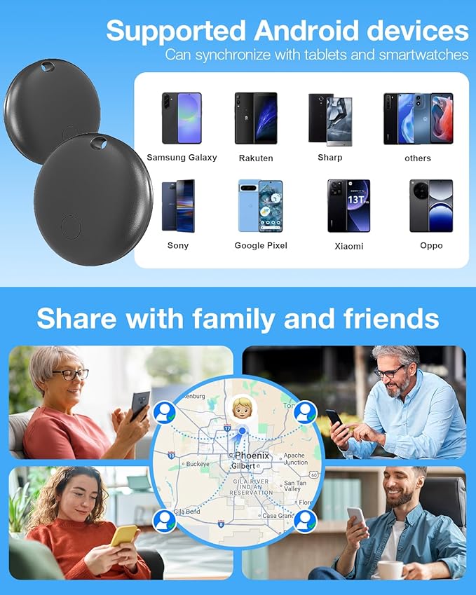 Air Tags for Android,Air Tags-4 Pack Android,2 Year Battery Life,Android Tracker Tags with 4 Case,Google Find Trackers for Google'S Find Hub App,IP65 Waterproof Luggage Tracker for Keys
