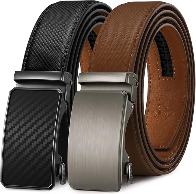 Zitahli Mens belt 2 Pack - Men Leather Belt Design for Work Business and Casual Golf Jeans-Men's Accessories Gifts for Men