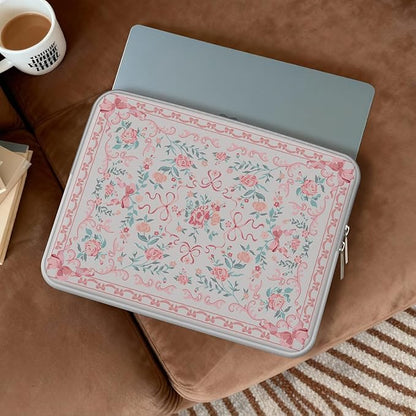 iCasso Laptop Sleeve 13 inch for MacBook Air 13-13.6 inch,Cute Laptop case for MacBook Pro 13 inch 14 inch, Slim Protective Travel Carrying Case Sleeve for 14 inch Chromebook, HP, Retro Bow Pink