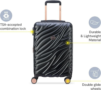 DELSEY PARIS Alexis Durable Luggage, Expandable Lightweight 4-Wheel Spinner, Easy Grip Handles for Smooth Mobility, TSA-Lock Incorporated, Men and Women, Black/Rose Gold, Check-In 29-Inch