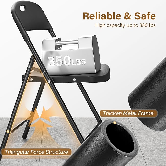 Bonnlo 20-Pack Black Plastic Folding Chairs, Portable Seat with Sturdy Steel Frame for Indoor & Outdoor Use, Perfect for Banquet, Party, Wedding, Office, and Camping
