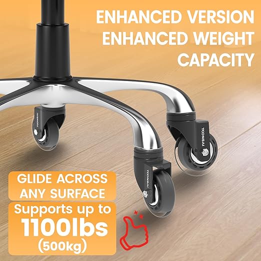 Upgraded,3 Inch Office Desk Chair Wheels Replacement, Computer Gaming Caster for Carpet, Stem 7/16-7/8 Set of 5 for Furniture Hardwood Hard Floors Chair Castors Tile Smooth Safe Quiet Rolling,-1100 LB