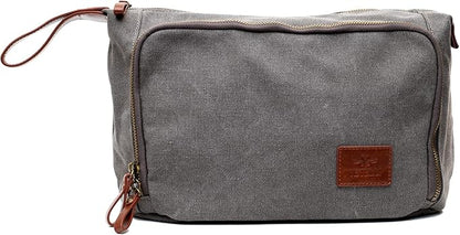 Vetelli Vintage Canvas Toiletry Bags, Travel In Style, Waterproof Canvas Dopp Kits, Durable (Messner) (Light Gray)
