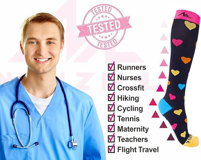 NEWZILL Medical Compression Socks for Women & Men, 20-30 mmHg Knee-High Support for Circulation, All-Day Comfort for Work Travel Running Cycling and Fitness