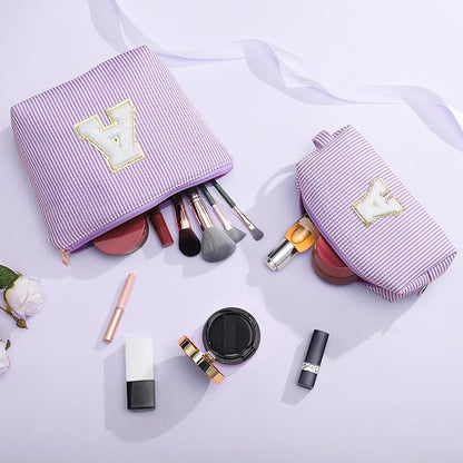 YOOLIFE Preppy Stuff Cute Cosmetic Bag Travel Bag - Large Makeup Bag Make Up Bag Cosmetic Bag Personalized Daughter Sister Gifts for Women Her Bridesmaid Gift Preppy Makeup Bag Tween Girls Gifts T
