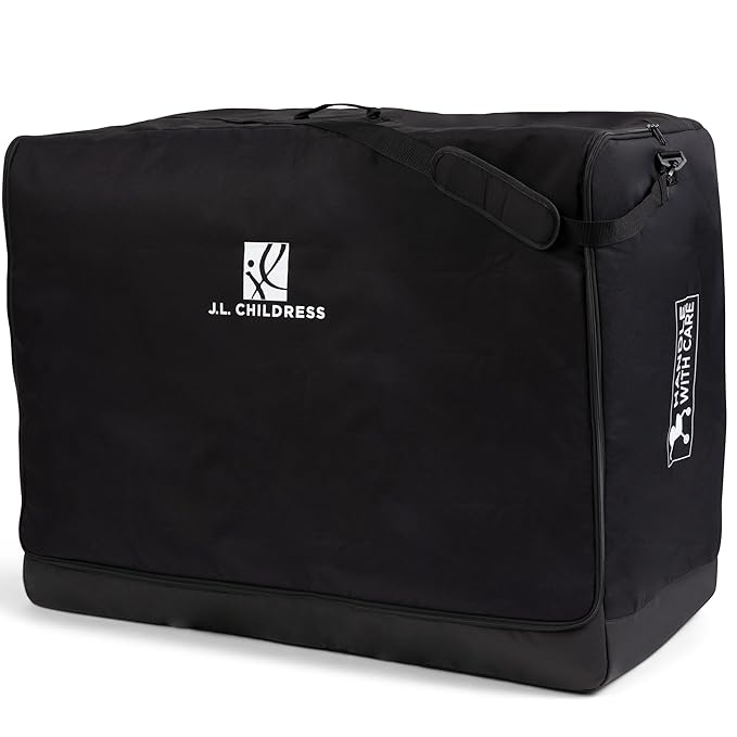 J.L. Childress Universal Stroller Travel Bag for Airplane - Fits Most Baby Strollers, Flying Essentials, Airport Accessories for Gate or Luggage Check, ID Card, AirTag Compatible - Large, Padded