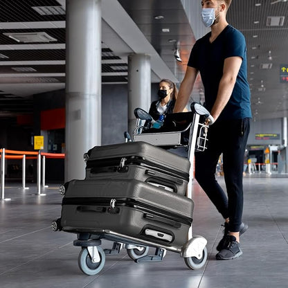 Karl home Luggage Sets 3 Piece, ABS Hardside Suitcase Set with Double Spinner Wheels & TSA Lock for Travel Business, 3-Piece Set (20/24/28), Dark Gray