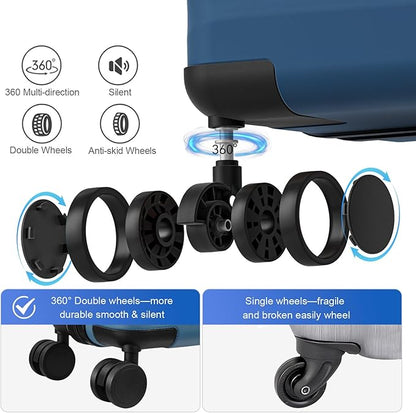 Travel Suitcase Sets 3 Piece, Expandable Hardshell Luggage Sets 3pcs with TSA Lock Spinner Wheels, Blue (20''/24''/28")