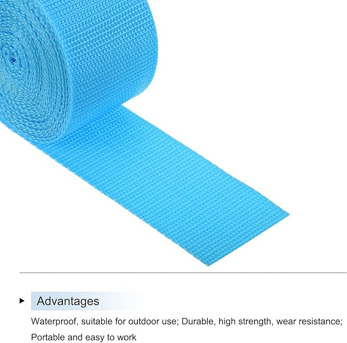 MECCANIXITY Lightweight Polypropylene Webbing Strap 2" 5 Yard Backpack Strapping Band Aquamarine Blue for Outdoor Luggage Cargo Straps