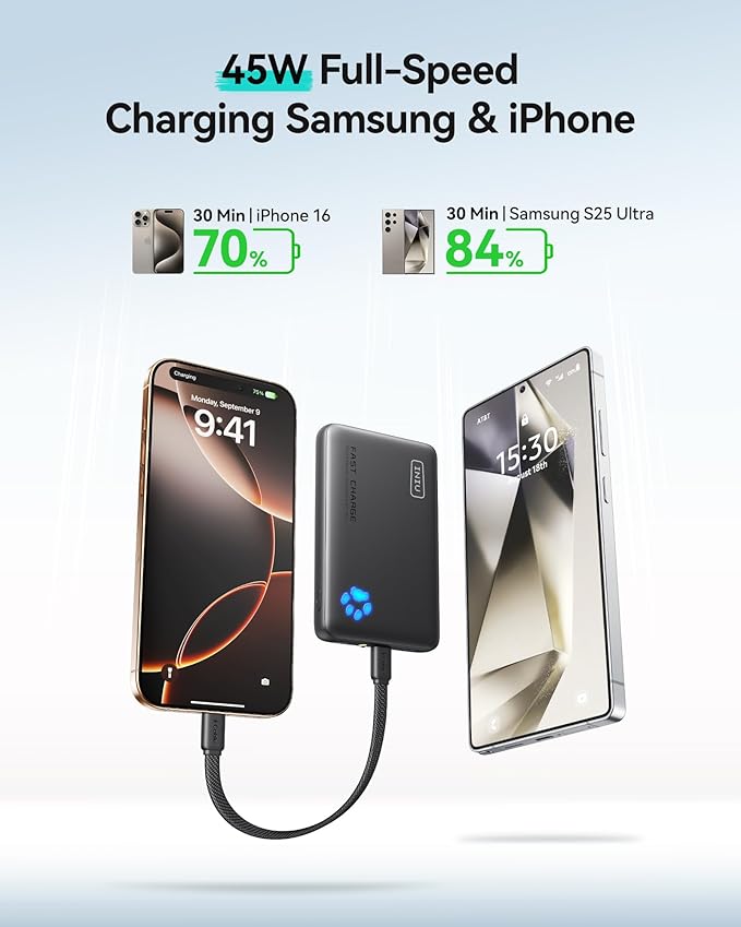 INIU Portable Charger, Ultra Slim 10000mAh 45W PD Power Bank, Fast Charging Mini Battery Pack, Travel Trip Accessories Ship Essentials for College Students Travelers Teen Boys Girls, Green