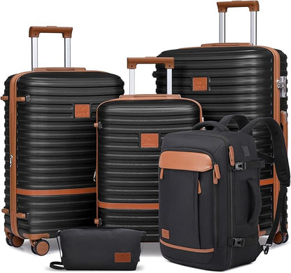 Joyway Expandable Luggage Sets 5 Piece, Lightweight Hard Shell Travel Suitcase Set with Spinner Wheels and TSA Lock