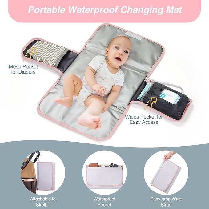MOMUVO Diaper Bag Backpack, Quilted Baby Bag with Changing Pad and Stroller Straps and Pacifier Case, Multifunction Waterproof Travel Diaper Bags, Unisex