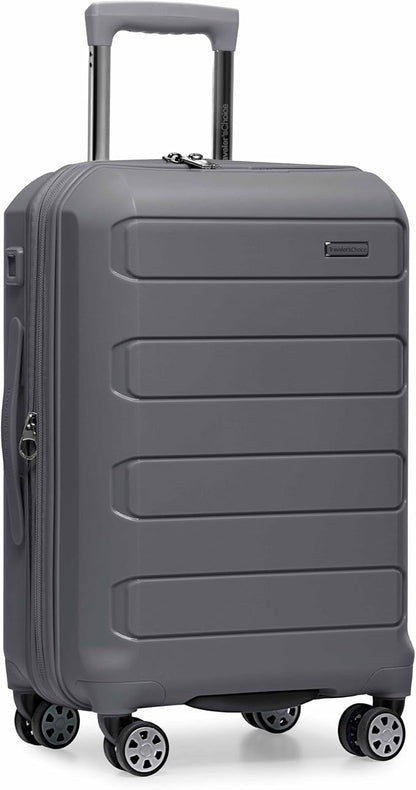 Traveler's Choice Pagosa Indestructible Hardshell Expandable Spinner Luggage, Gray, 22-Inch Carry-on