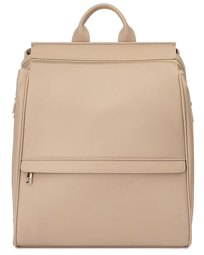 MIA + SOPHIA Leather Diaper Bag Backpack with USB Charging port, Changing Pad, Stroller Straps, and Bottle Holder(Beige Sophia)