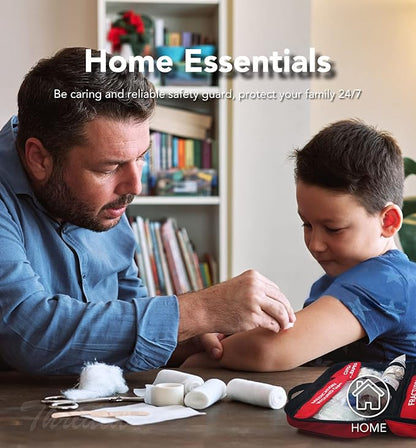 330 Piece First Aid Kit, Premium Waterproof Compact Trauma Medical Kits for Any Emergencies, Ideal for Home, Office, Car, Travel, Outdoor, Camping, Hiking, Boating (Red)