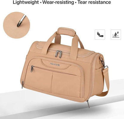 Hanke Foldable Underseat Carry On luggage Bag, Travel Tote Bag for Women & Men, Personal Item Travel Bag Softside Lightweight Luggage Bags for Travel Flight Crew Overnight Weekender.（Pink）