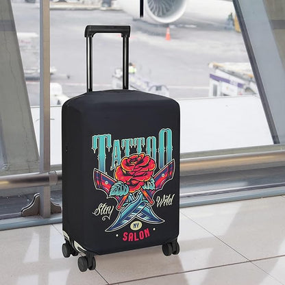 Explore Land Travel Luggage Cover Suitcase Protector Fits 23-26 Inch Case (Blade Rose, M)