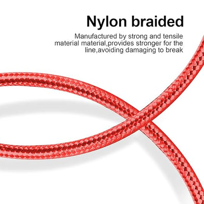 cugunu iPhone Charger, 5 Pack 3/3/6/6/10FT Apple MFi Certified USB Lightning Cable Nylon Braided Fast Charging Cord Compatible for iPhone 14/13/12/11/X/Max/8/7/6/5/SE/Plus/iPad - Red