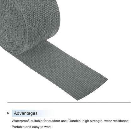 MECCANIXITY Lightweight Polypropylene Webbing Strap 2" 5 Yard Backpack Strapping Band Grey for Outdoor Luggage Cargo Straps