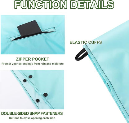 Hooded Rain Ponchos for Adult - Rain Coat and Rain Jacket with Waterproof Pocket and Zipper