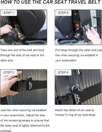 Car Seat Travel Belt to Suitcase,Car Seat Travel Strap to Convert Kid Car Seat and Carry-on Luggage into an Airport Car Seat Stroller,Safe Travel Solution for Transport