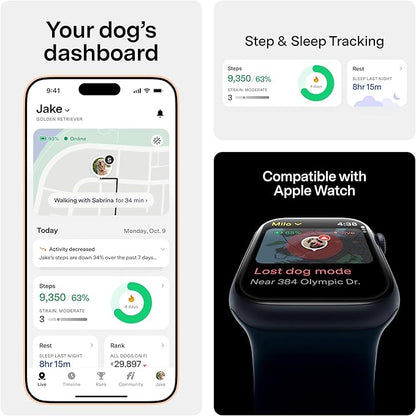 Fi Mini GPS Tracker for Dogs — 6-Month Membership Included — Smart Pet Tracking Collar Attachment — Lightweight, Virtual Fences, Escape Alerts, Step & Health, Waterproof
