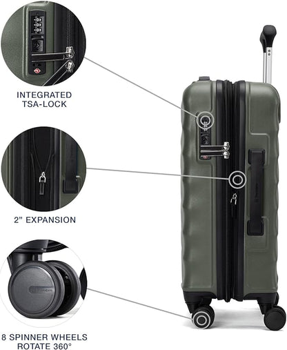 Travelpro Maxlite Air V2 Hardside Expandable Carry on Luggage, 8 Spinner Wheels, Lightweight Hard Shell Suitcase, TSA lock, Slate Green, Compact Carry On 20-Inch