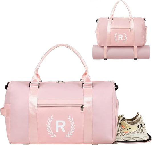 Gym Bag for Women, Personalized Duffle Bag with Shoe Compartment, Sports Bag for Yoga & Dance with Wet Pocket and Mat Strap