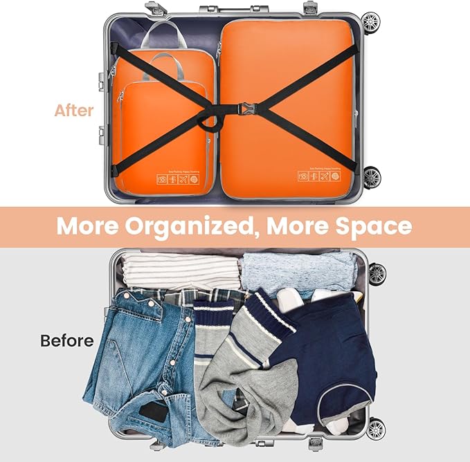 Cambond Compression Packing Cubes for Travel Women - Expandable Travel Bags Luggage Organizers Travel Essentials Compression Cubes for Travel Carry on Suitcases Organizer