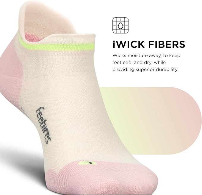 Feetures Elite Max Cushion No Show Tab Ankle Socks - Sport Sock with Targeted Compression