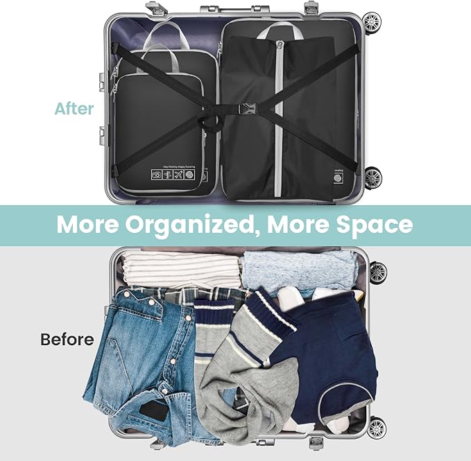 Cambond Compression Packing Cubes for Travel Women - Expandable Travel Bags Luggage Organizers Travel Essentials Compression Cubes for Travel Carry on Suitcases Organizer