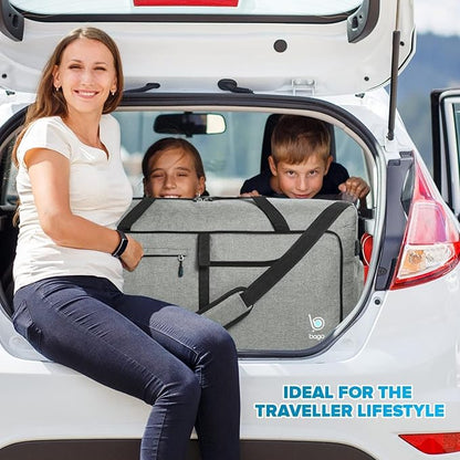 Bago Rolling Duffle Bag with Wheels - 27" 80L Foldable Weekender Bag, Waterproof Travel Duffel Bag, Heavy Duty Lightweight Duffle Bag for Traveling, Rolling Duffel Bag with Wheels (SnowGray2023)