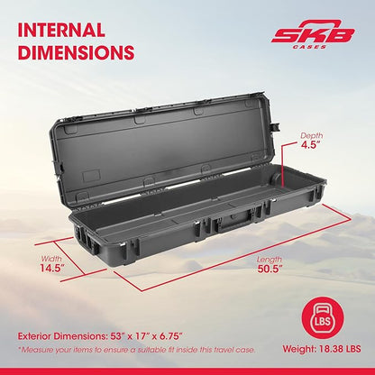 SKB Hard Protective Storage Case, Foam, Wheels for Equipment, iSeries 50" x 14" x 6", Dark Gray