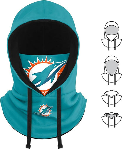 NFL Team Logo Team Color Drawstring Winter Cap Hooded Gaiter Balaclava Face Cover