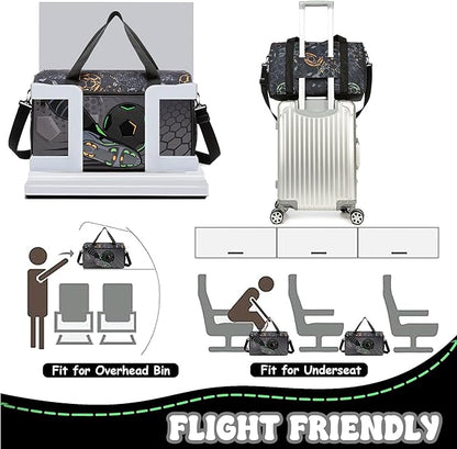 Kids Football Luggage with Wheels Suitcases Travel Softside Suitcases 16" Carry on Suitcase with Duffle Bag Luggage Sets Airline Approved