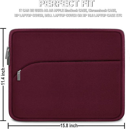 Laptop Sleeve 15.6 inch, Durable Portable Monitor Protective Cover with Front Pocket, Traveling Laptop Case Compatible for HP, Dell, Asus, Lenovo, Wine Red