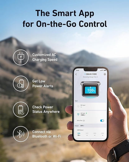 Anker SOLIX C1000 Portable Power Station with Water-Resistant Bag, 1800W Solar Generator, 1056wh LFP (LiFePO4) Battery, 4 AC Outlets, Up to 2400W for Home, Power Outages, and Outdoor Camping
