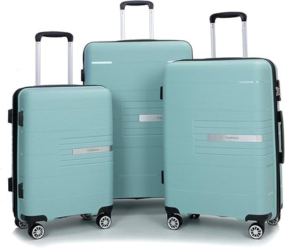 Luggage 3 Piece Sets Suitcase Set with Double Spinner Wheels, Lightweight Carry On Hardside Travel Luggage with TSA Lock, (20/24/28) (Light Green)