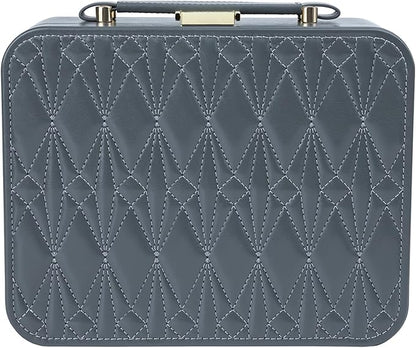 Travel Jewelry Case Large Jewelry Box Jewelry Travel Organizer Jewelry Case with Handle Removable Tray Best Gift for Women Girls (Grey)